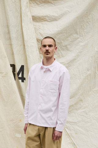 LATER... - Chemise épurée coton rayures Rose