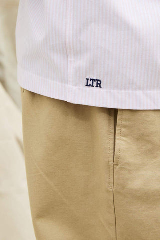 LATER... - Chemise épurée coton rayures Rose