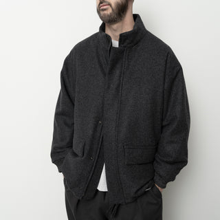 Still by Hand - Padded wool blouson - Charcoal