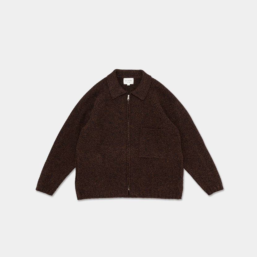 Still by Hand - 5G knitted blouson - Melange Brown