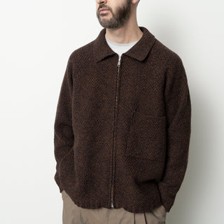 Still by Hand - 5G knitted blouson - Melange Brown