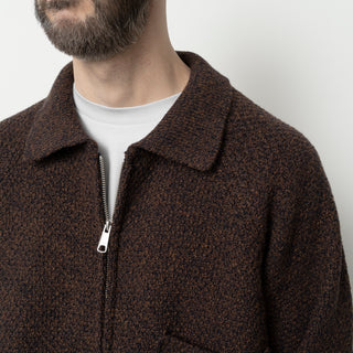 Still by Hand - 5G knitted blouson - Melange Brown