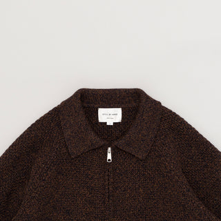 Still by Hand - 5G knitted blouson - Melange Brown