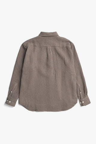 Norse Projects - Ole Oversized Wool Stripe Shirt - Seal Brown