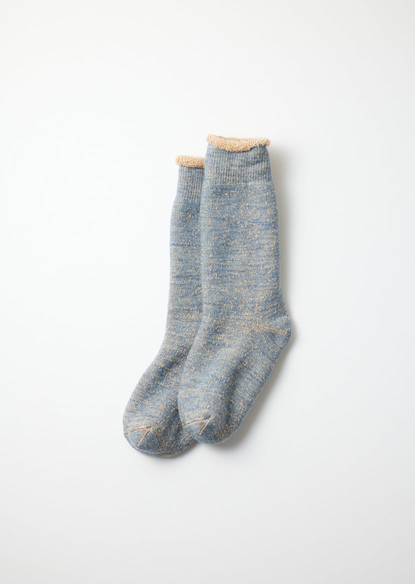 Rototo - R1001 Double Face Crew Socks - Blue/Brown