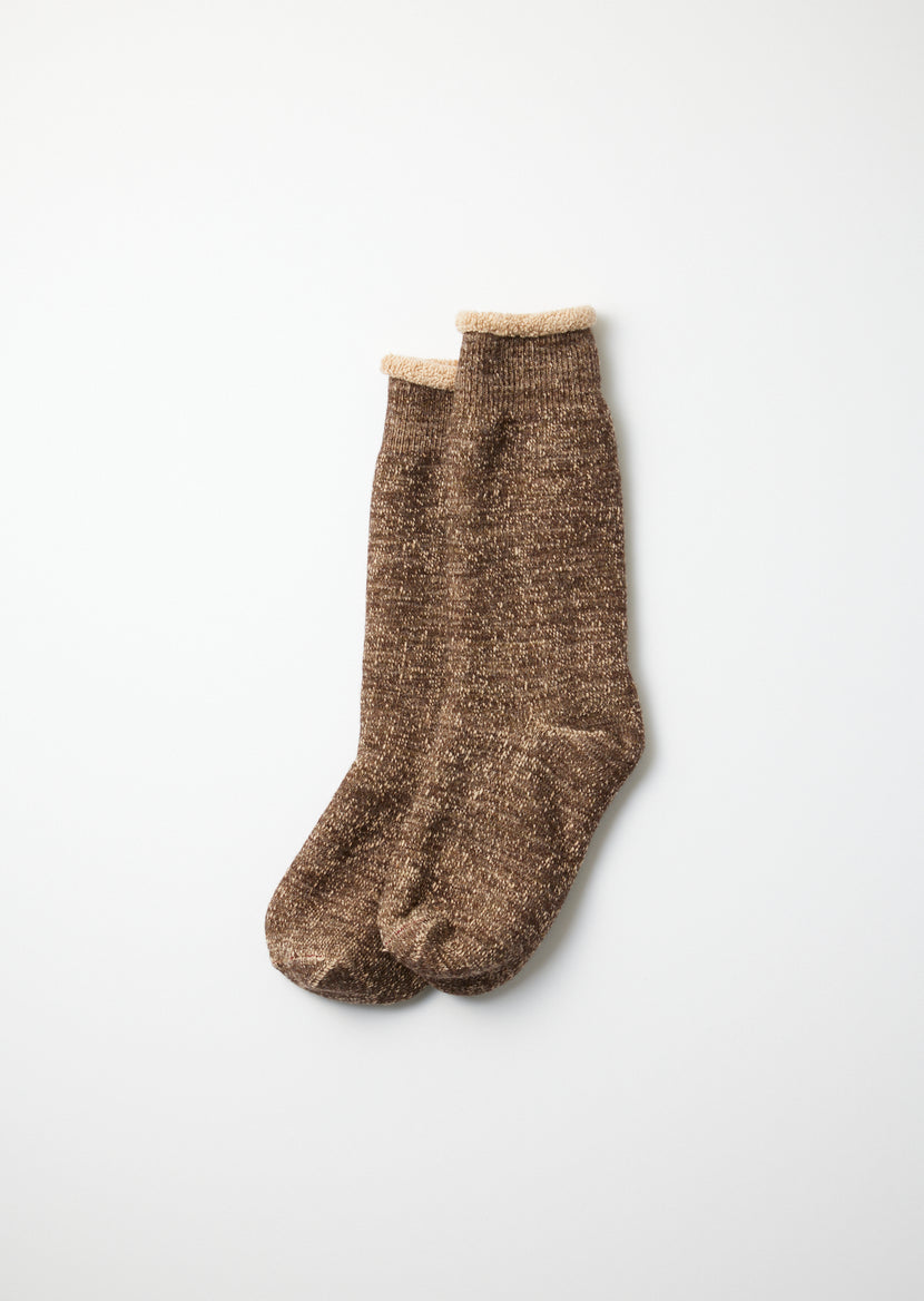 Rototo - R1001 Double Face Crew Socks - D.Brown/Brown