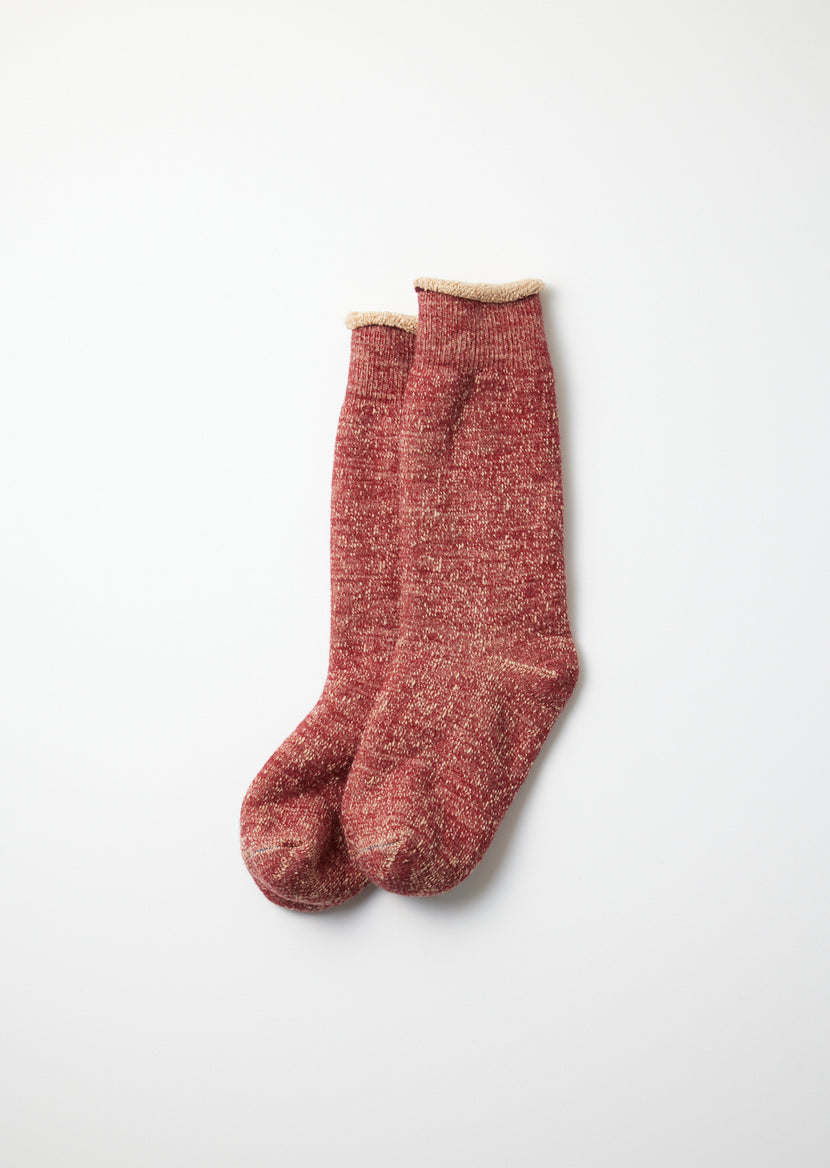 Rototo - R1001 Double Face Crew Socks - D.Red/Brown