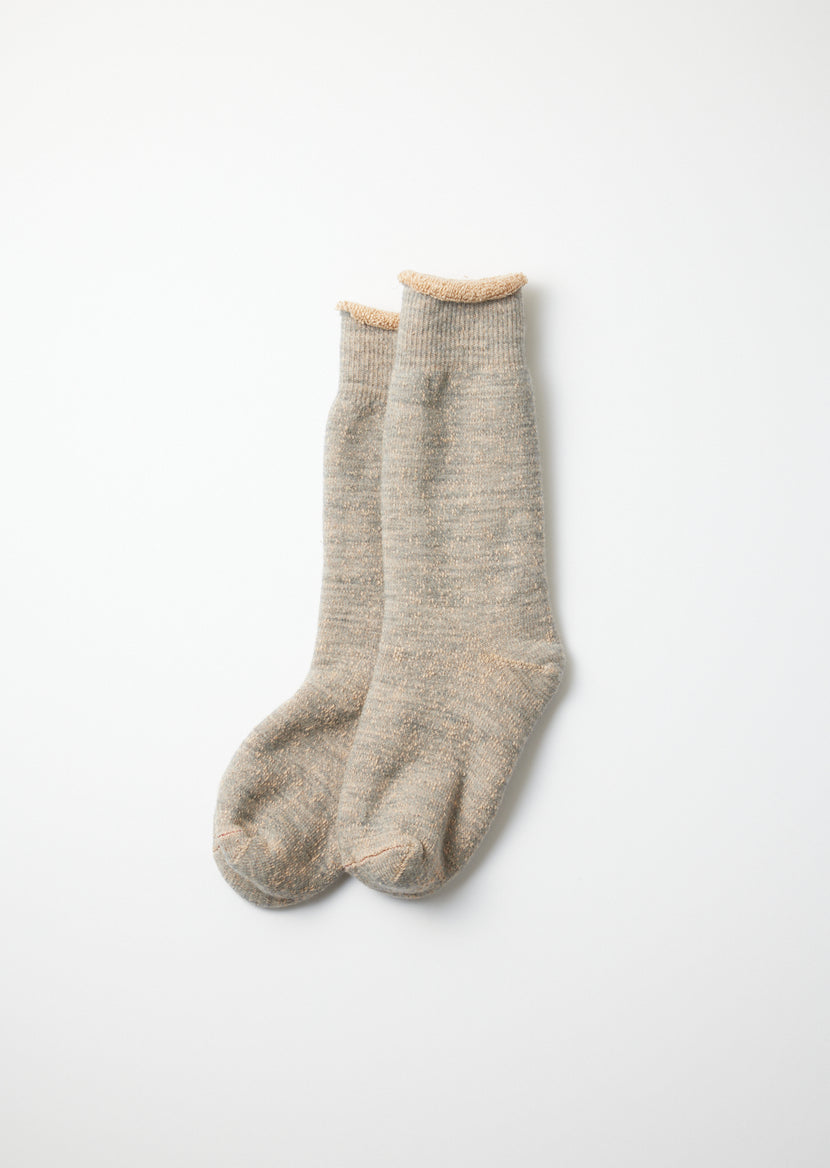 Rototo - R1001 Double Face Crew Socks - Gray/Brown