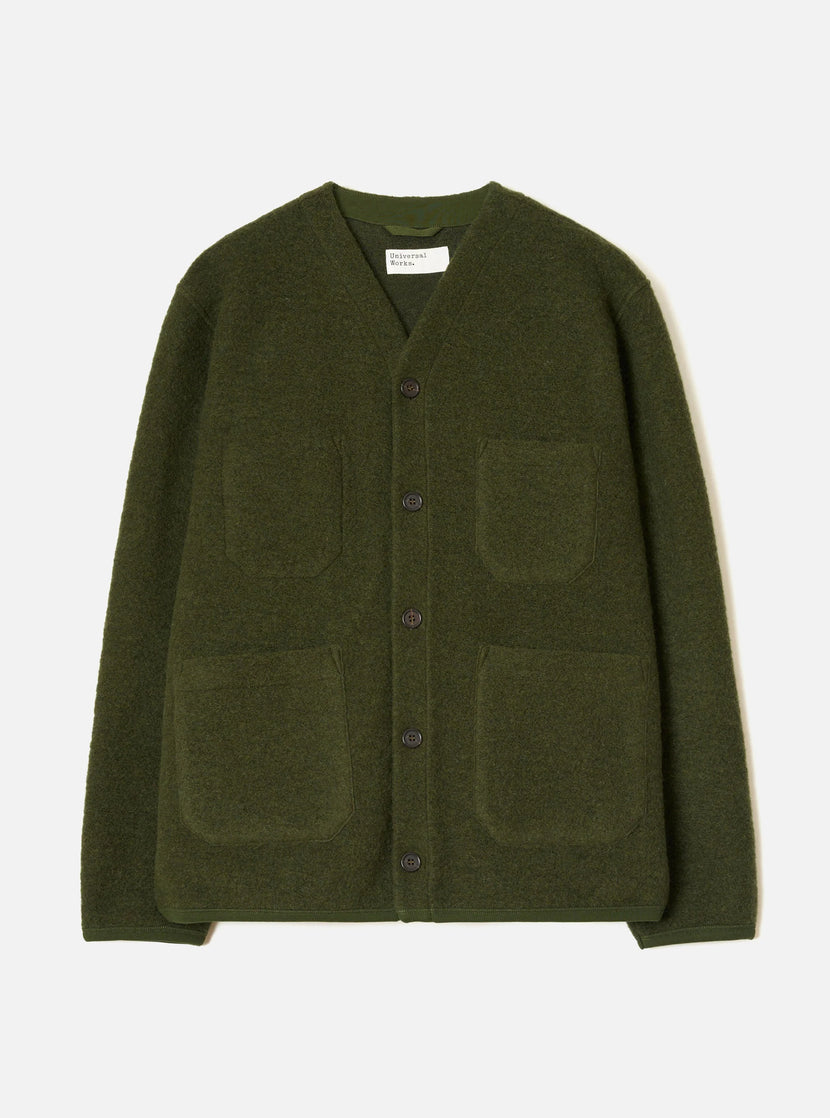 Wool Fleece Cardigan - Olive