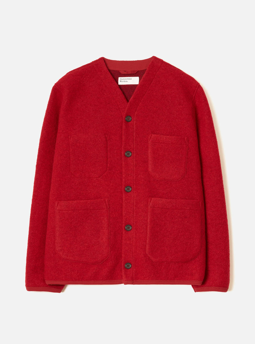 Wool Fleece Cardigan - Scarlet