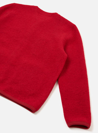 Wool Fleece Cardigan - Scarlet
