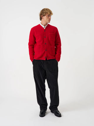 Wool Fleece Cardigan - Scarlet