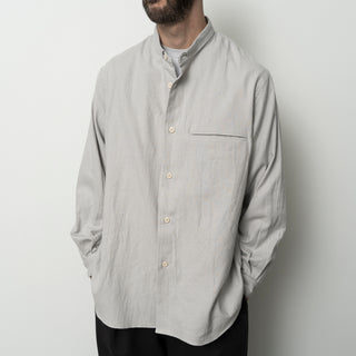Still by Hand - Silk nep twill shirt - Deep blue
