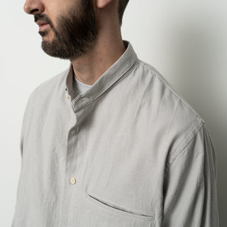 Still by Hand - Silk nep twill shirt - Deep blue
