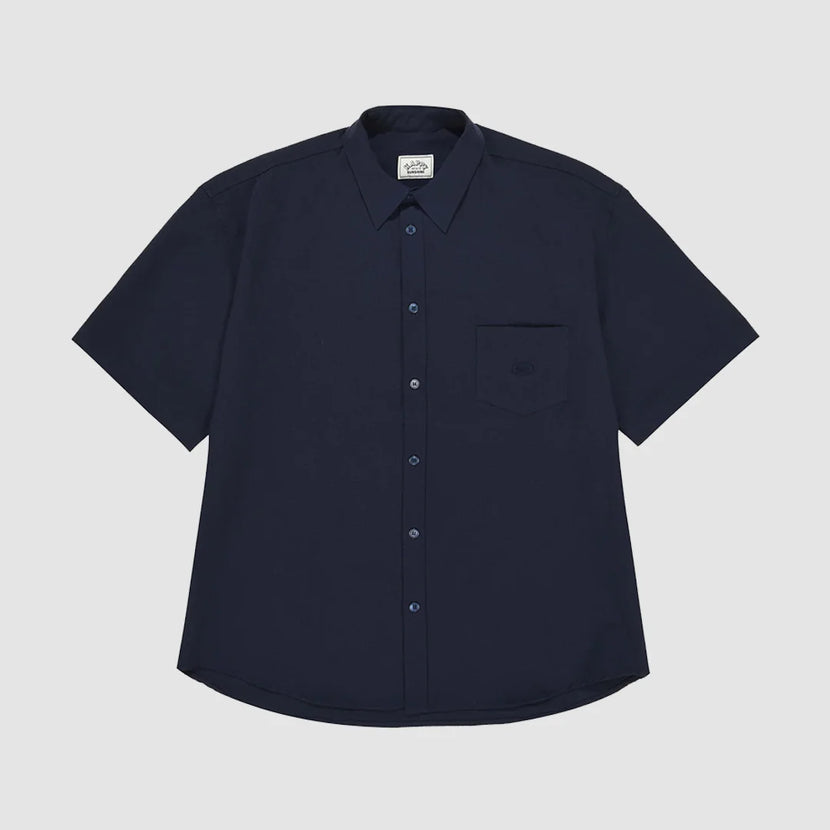 Kappy - Seersucker Half Shirt - Navy