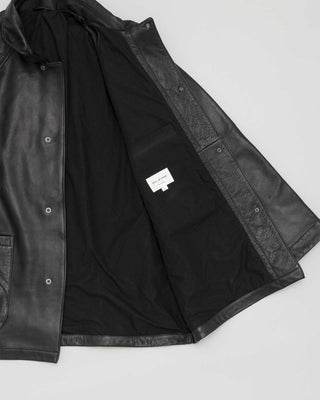 Leather Half Coat - Brown Charcoal