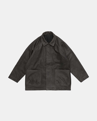 Leather Half Coat - Brown Charcoal