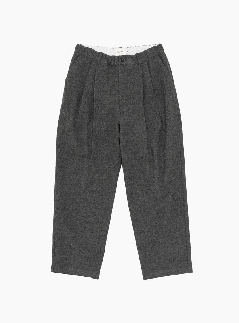 Wool Mixed Deep Tuck Pants - Grey