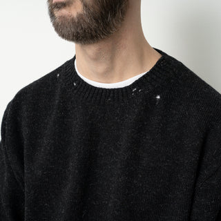 Still by Hand - Punched shetland sweater - Khaki