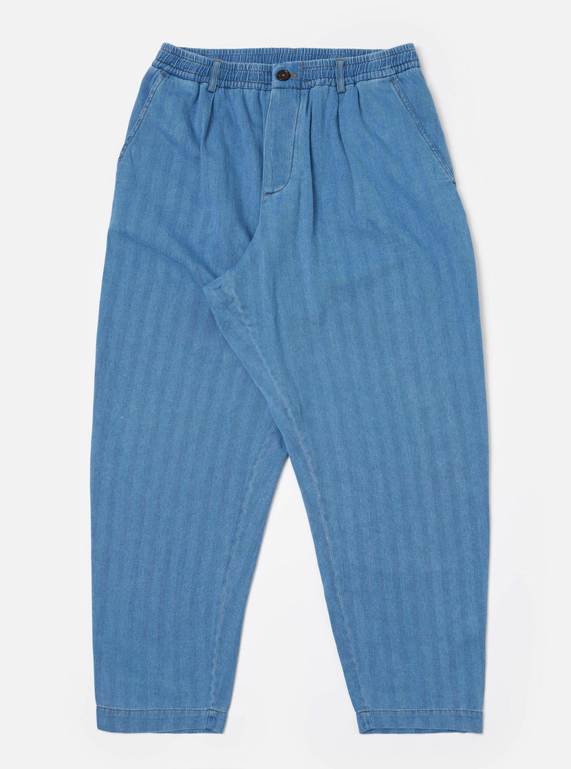 Universal works - Herringbone Track pant - washed Indigo
