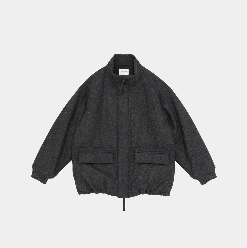 Still by Hand - Padded wool blouson - Charcoal