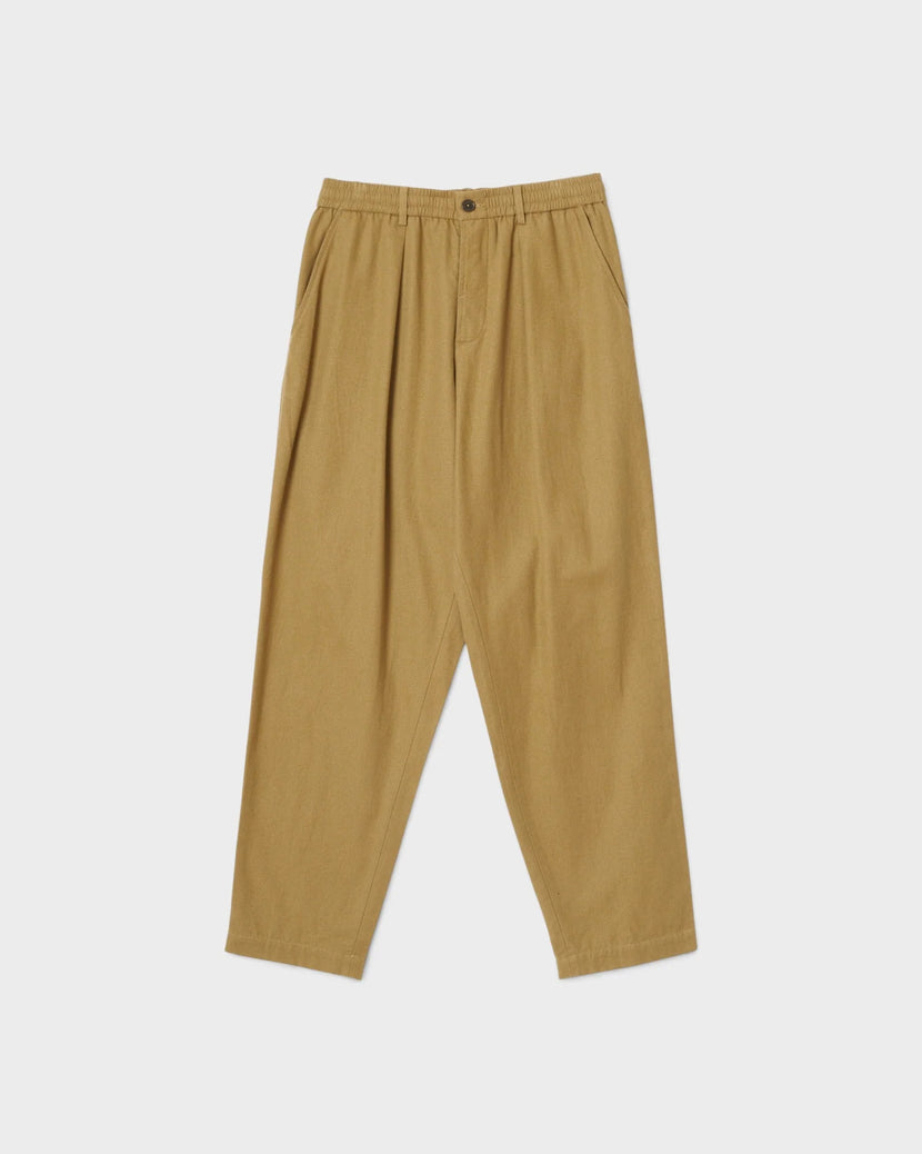 Brushed Moleskin Pleated Track Pant - Sand