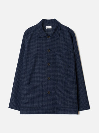 Bobby Wool Mix Bakers Overshirt - Navy Check