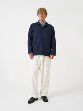 Bobby Wool Mix Bakers Overshirt - Navy Check