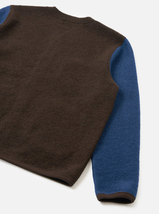 Wool Fleece Cardigan - Brown/indigo