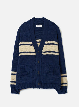 Chunky Knit Stripe - Langdale Cardigan - Navy