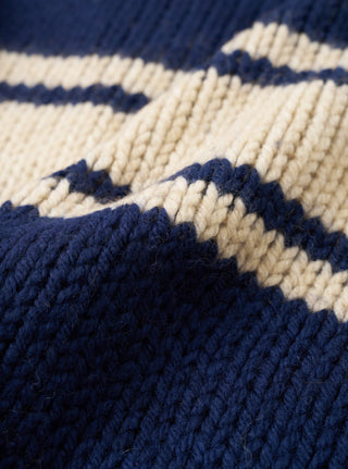 Chunky Knit Stripe - Langdale Cardigan - Navy