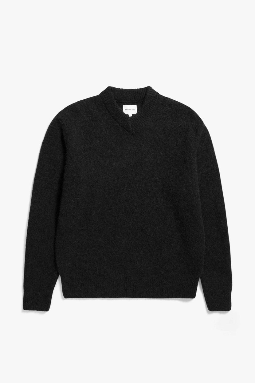 Rasmus Brushed V-Neck Sweater Black - Parure store