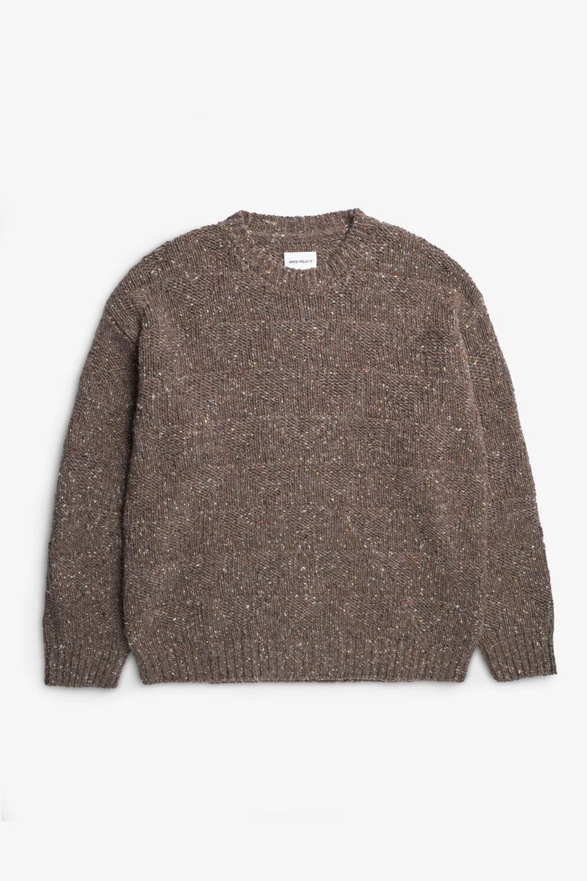 Norse Projects - Jonas Donegal Diamond Sweater - Seal Brown