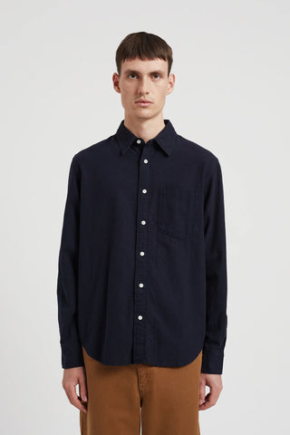 Algot Relaxed Cotton Linen Shirt Dark Navy