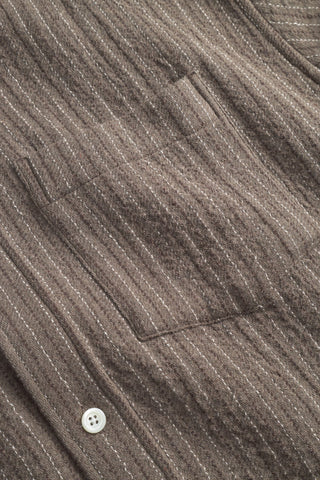 Norse Projects - Ole Oversized Wool Stripe Shirt - Seal Brown