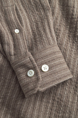 Norse Projects - Ole Oversized Wool Stripe Shirt - Seal Brown