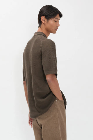 Norse Projects - Fredensborg Mercerised Cotton Knitted shirt - Coffee