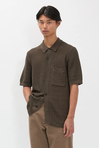 Norse Projects - Fredensborg Mercerised Cotton Knitted shirt - Coffee