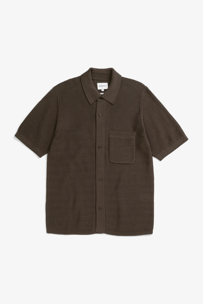 Norse Projects - Fredensborg Mercerised Cotton Knitted shirt - Coffee