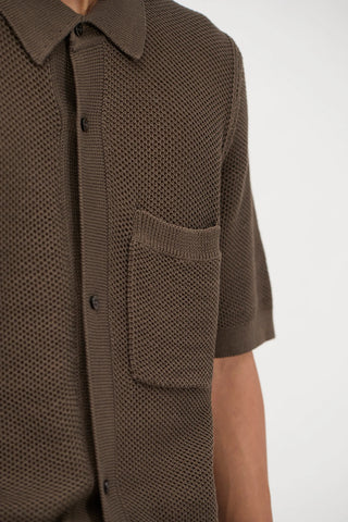 Norse Projects - Fredensborg Mercerised Cotton Knitted shirt - Coffee