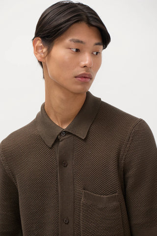 Norse Projects - Fredensborg Mercerised Cotton Knitted shirt - Coffee