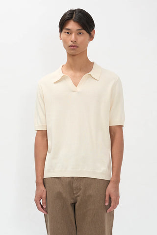 Norse Projects - Anholt cotton paper polo - Ecru