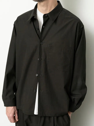 Cotton Twill Shirt Jacket - Ink Black
