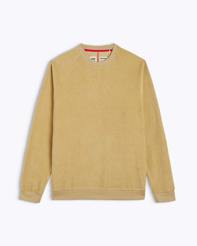 Le sweatshirt Homecore Aquae Beige en bouclette éponge, décontracté et léger, parfait pour le printemps été 2025, modèle ss25.