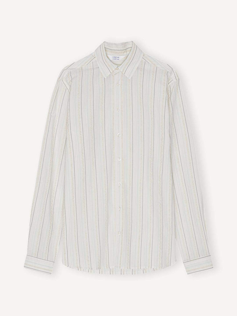 Chemise à rayures en ivoire de Libertine-Libertine, partie avant, SS25.