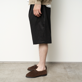 Still by hand - Linen mixed wide shorts - charcoal