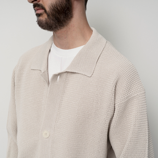 Still by hand - Paper mixed knit blouson - Taupe