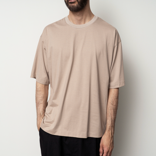 Still by hand - Knitted rib T-shirt - Sand beige