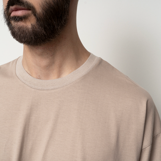 Still by hand - Knitted rib T-shirt - Sand beige
