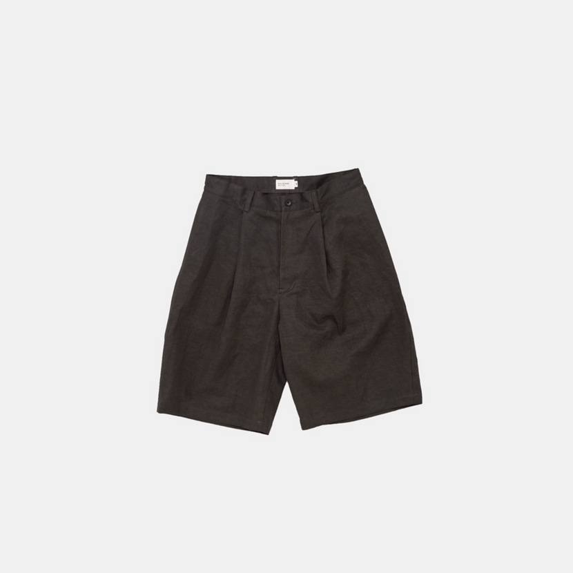Still by hand - Linen mixed wide shorts - charcoal